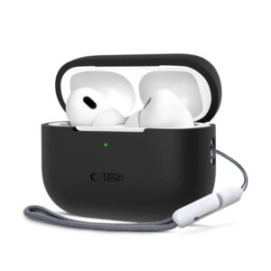 Maciņš austiņām Tech-Protect Apple AirPods Pro 1 / 2 Silicone Case Black