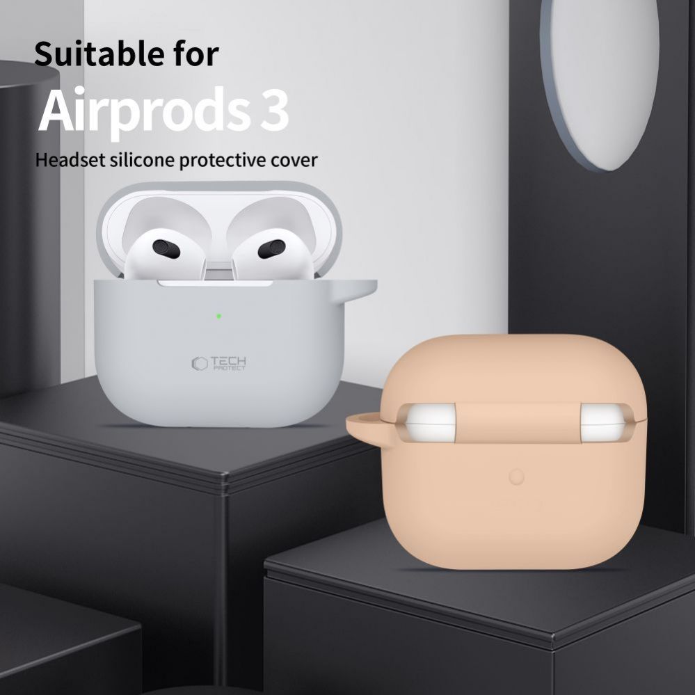 Maciņš austiņām Tech-Protect Apple AirPods 3 Silicone Hook Case Black