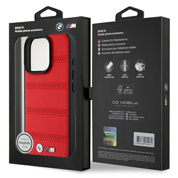 Muu telefoni lisavarustus BMW BMW M Perforated And Stitched Line MagSafe case for iPhone 16 Pro - red