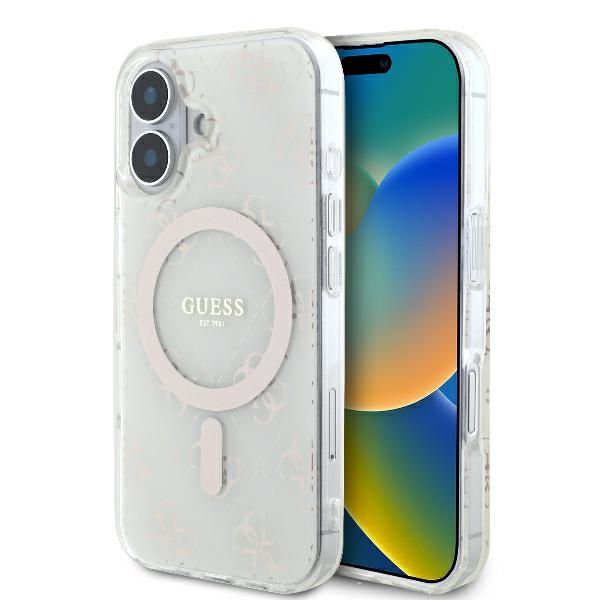 Muu telefoni lisavarustus Guess Guess IML 4G Background MagSafe Case for iPhone 16 Plus - White