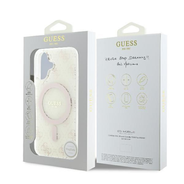 Muu telefoni lisavarustus Guess Guess IML 4G Background MagSafe Case for iPhone 16 Plus - White