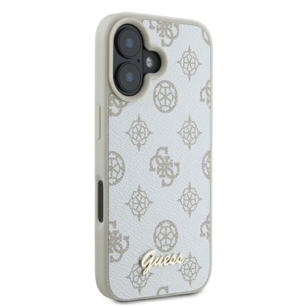 Cits mobilo telefonu aksesuārs Guess Guess Peony Script Logo MagSafe iPhone 16 Case - White