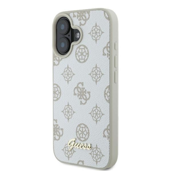 Cits mobilo telefonu aksesuārs Guess Guess Peony Script Logo MagSafe iPhone 16 Case - White