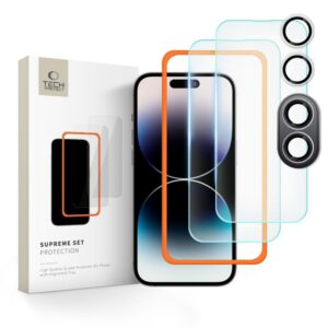 Cits mobilo telefonu aksesuārs Tech-Protect  Tech-Protect Supreme Set tempered glass for iPhone 16 - transparent (3 pcs.) 