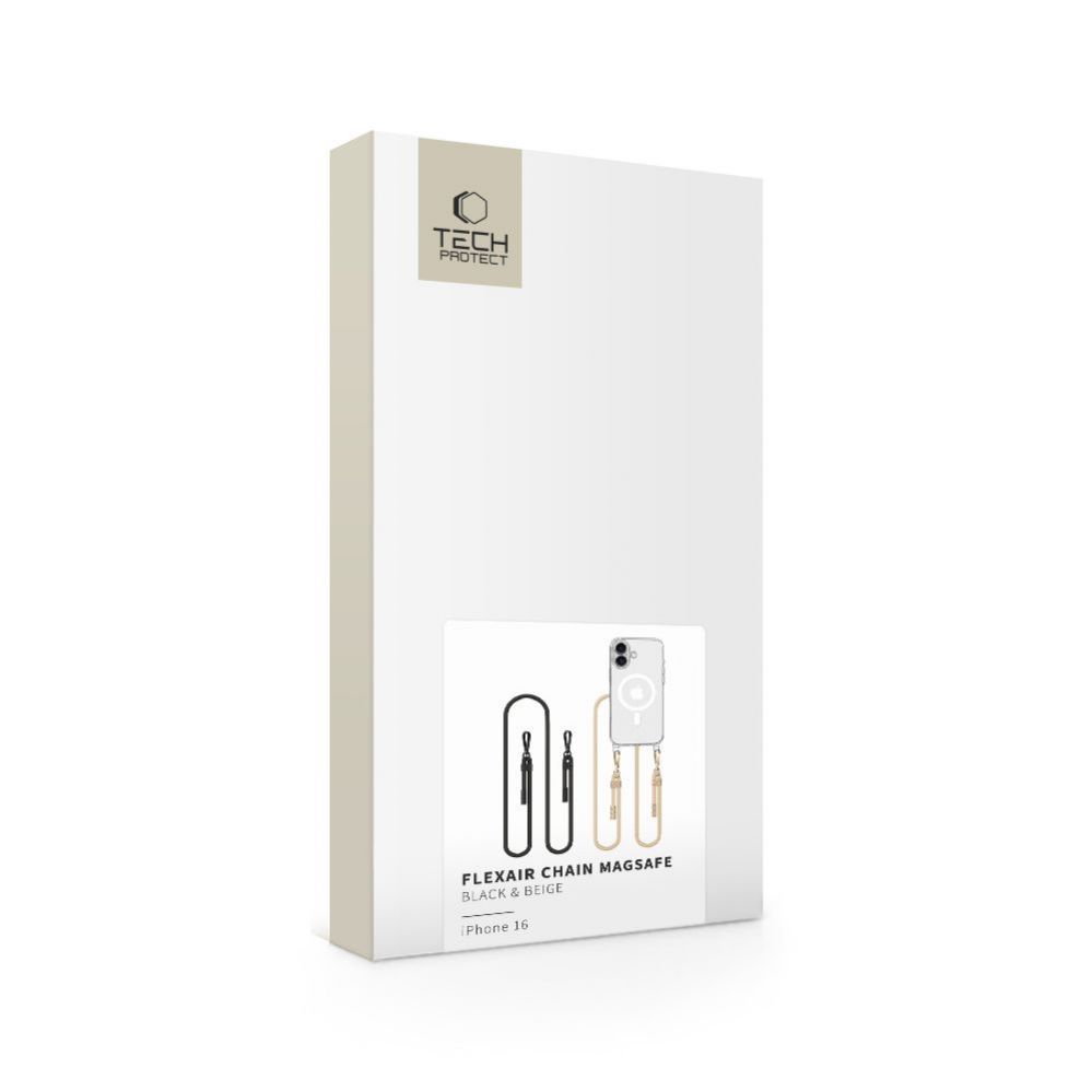 Muu telefoni lisavarustus Tech-Protect Tech-Protect FlexAir Chain MagSafe iPhone 16 Case - Clear + 2 Lanyards (Black & Taupe)