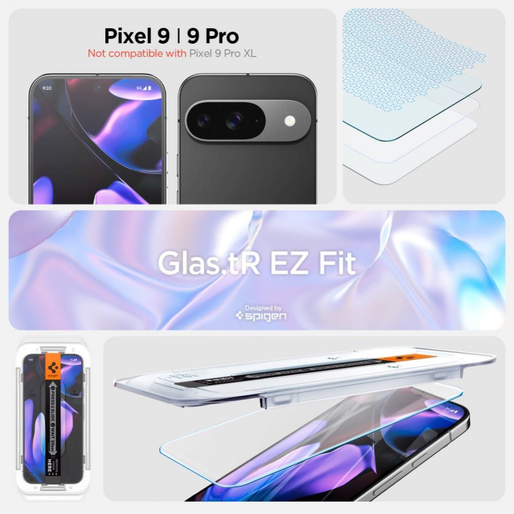 Muu telefoni lisavarustus Spigen Spigen Glas.tR EZ Fit Tempered Glass with Applicator for Google Pixel 10 / 10 Pro / 9 / 9 Pro (2 pcs.)