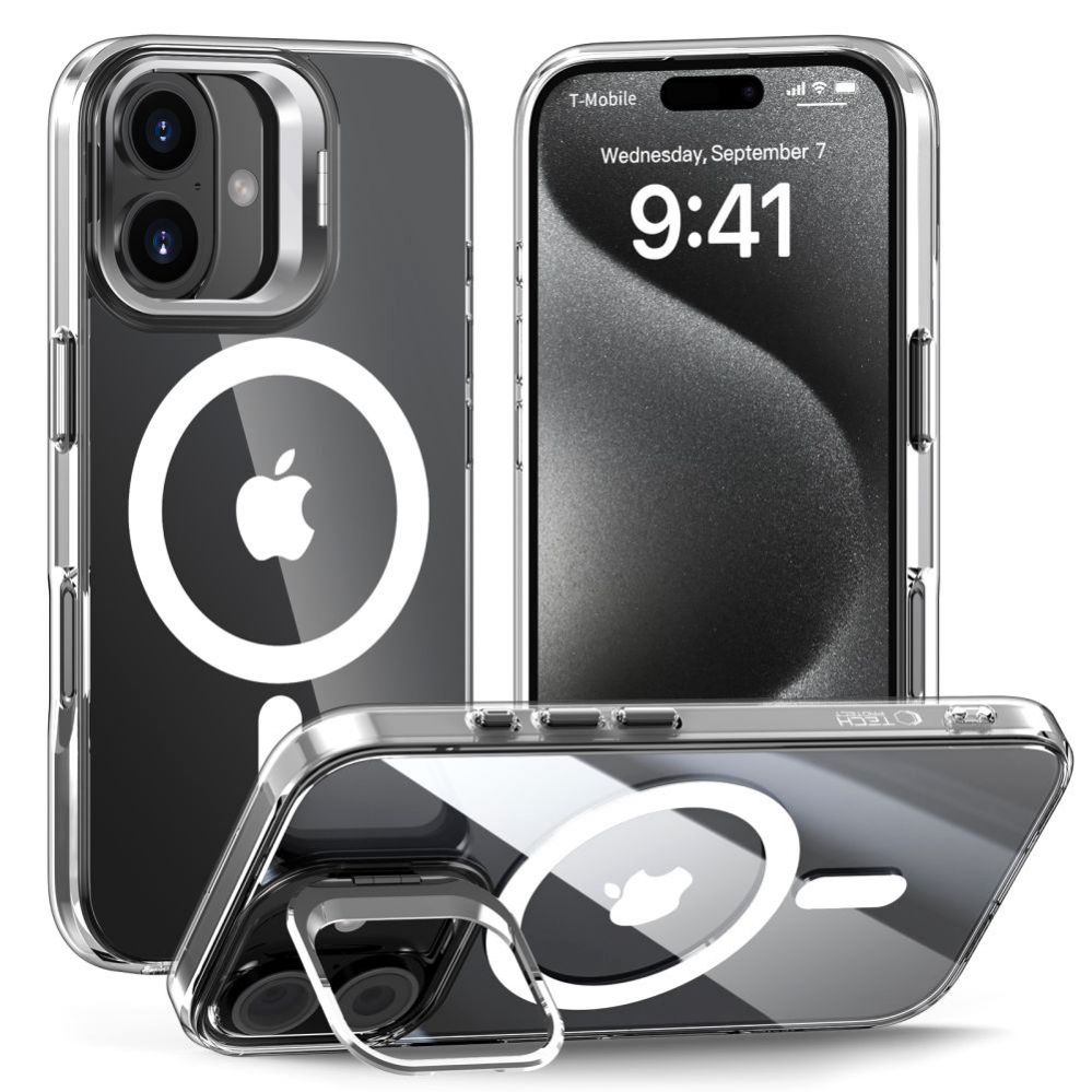 Cits mobilo telefonu aksesuārs Tech-Protect Tech-Protect MagStand MagSafe iPhone 16 Case - Clear