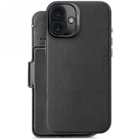 Muu telefoni lisavarustus Decoded Decoded Leather Detachable Wallet MagSafe Case with Wallet for iPhone 16 Plus - Black