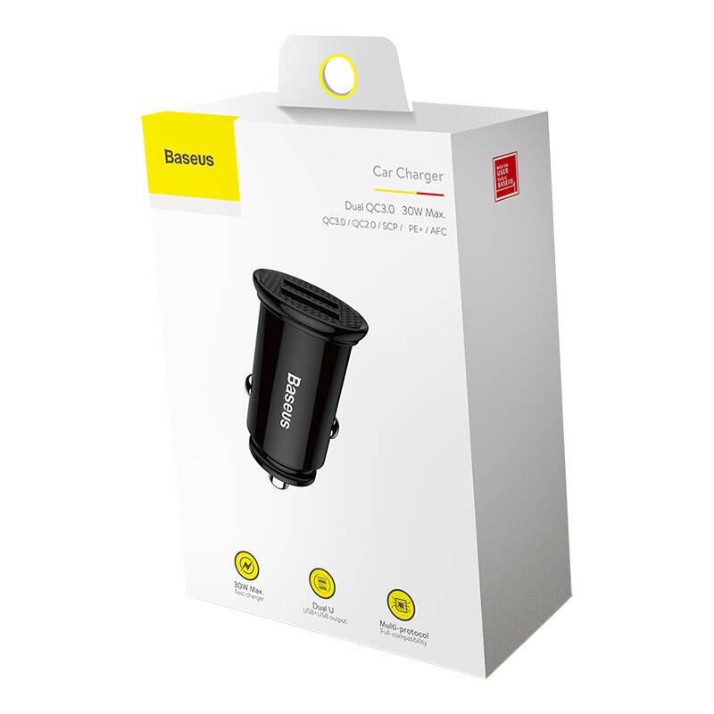 Autolaadijad Baseus Baseus Circular 2xUSB QC3.0 5A 30W car charger (black)