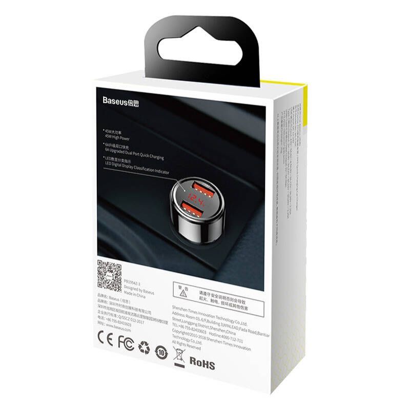 Autolaadijad Baseus Ładowarka samochodowa Baseus Magic 2x USB QC 3.0 45W (czarna)