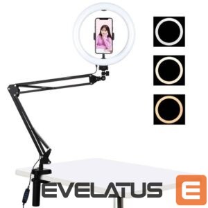 Selfie stick Puller  Desktop arm stand Puluz with 26cm LED Vlogging Ring PKT3090B 