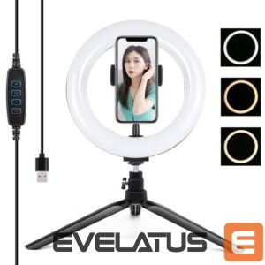 Selfie stick Puller  Tripod Mount Puluz with 20cm LED Ring Vlogging PKT3073B 