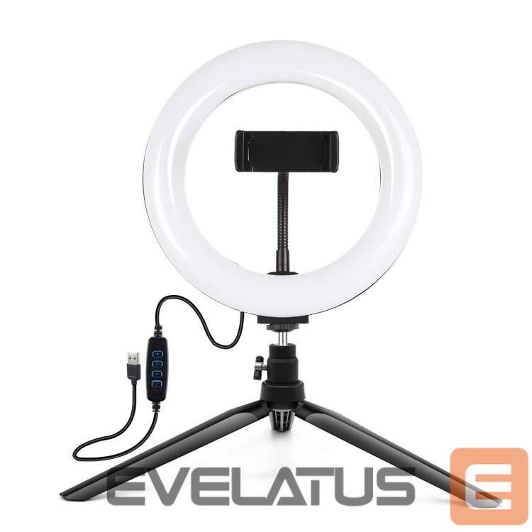 Selfie stick Puller Tripod Mount Puluz with 20cm LED Ring Vlogging PKT3073B