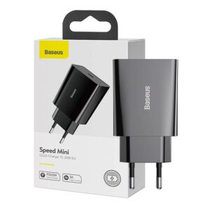 Adapter Baseus  Baseus Speed Mini Quick Charger, USB-C, PD, 3A, 20W (black) 