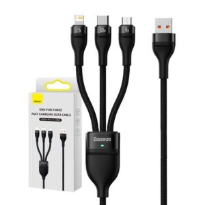 Cable Baseus  3in1 USB cable Baseus Flash Series, USB-C + micro USB + Lightning, 100W, 1.2m (black) 