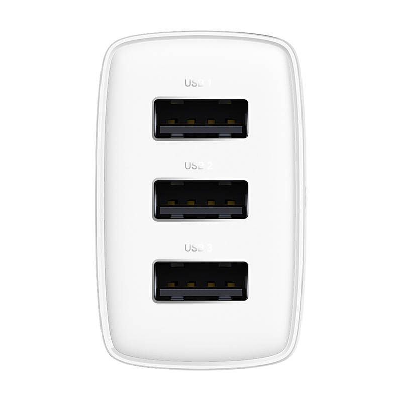 Adapteriai Baseus Baseus Compact Quick Charger, 3x USB, 17W (White)