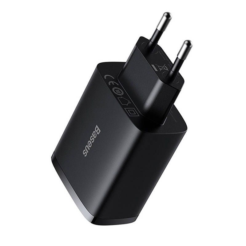 Adapteriai Baseus Baseus Compact Quick Charger, 3x USB, 17W (Black)