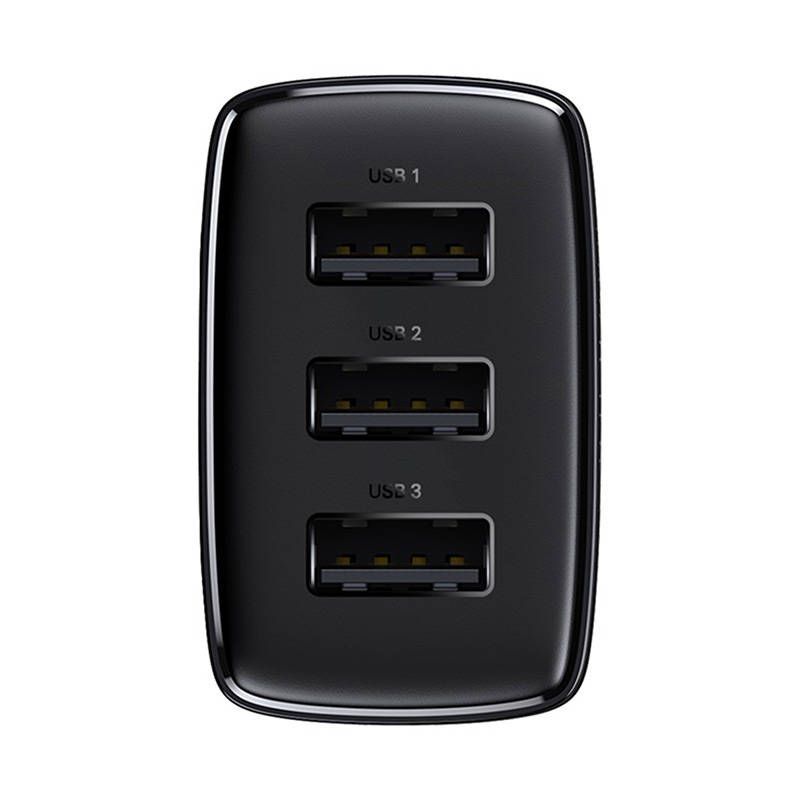 Adapteriai Baseus Baseus Compact Quick Charger, 3x USB, 17W (Black)