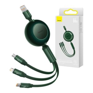 Cable Baseus  Baseus Bright Mirror 3, USB 3-in-1 cable for micro USB / USB-C / Lightning 66W / 2A 1.1m (Green) 