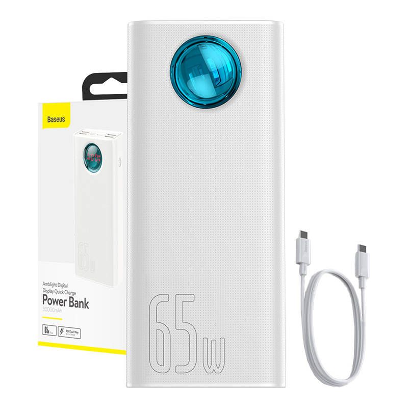 Power bank Baseus Powerbank Baseus Amblight 30000mAh, 4xUSB, USB-C, 65W (white)