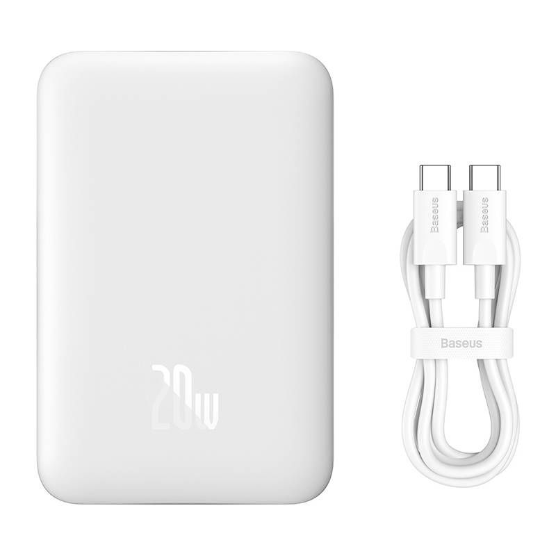 Väline aku Baseus Powerbank Baseus Magnetic, 10000mAh, USB-C 20W, MagSafe (white)