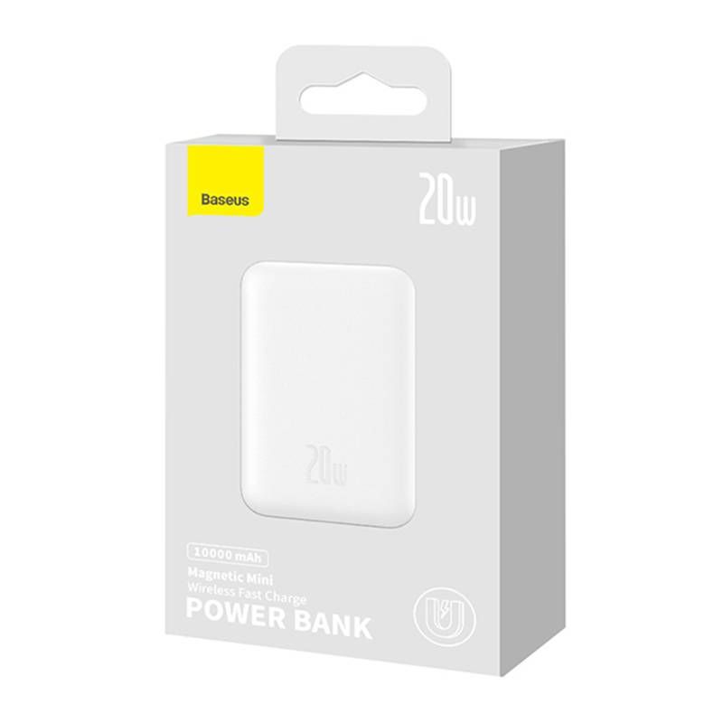 Väline aku Baseus Powerbank Baseus Magnetic, 10000mAh, USB-C 20W, MagSafe (white)