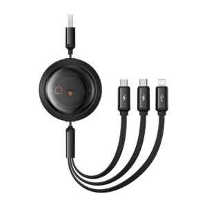 Cable Baseus  Fast Charging Cable 3in1 Baseus Free2Draw, USB to micro USB+USB-C+Lightning, 3.5A, 1.1m (black) 