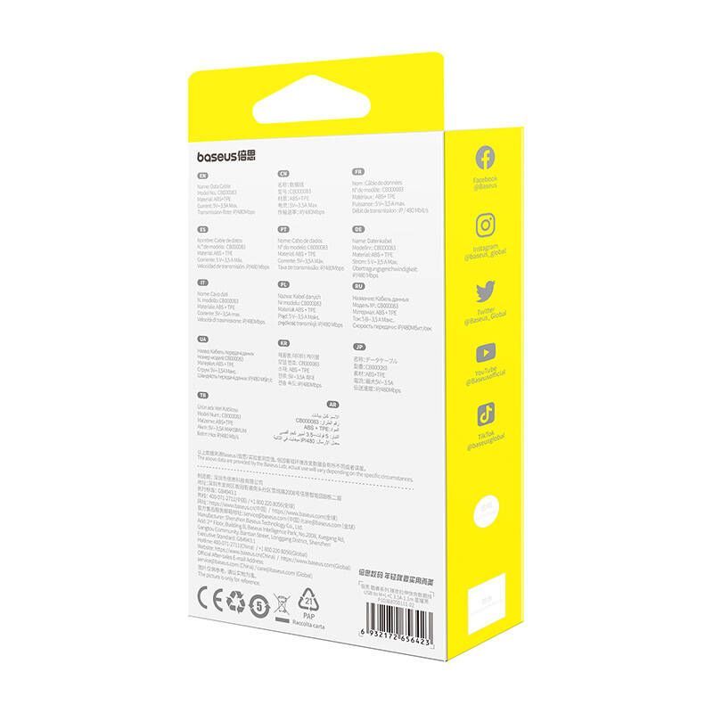 Cable Baseus Fast Charging Cable 3in1 Baseus Free2Draw, USB to micro USB+USB-C+Lightning, 3.5A, 1.1m (black)