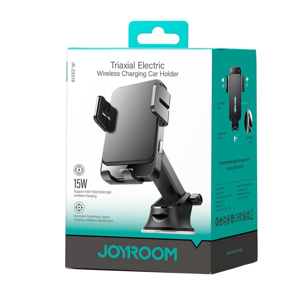Adaptrid Joyroom Joyroom JR-ZS219 electric dashboard mount with 15W inductive charger - black