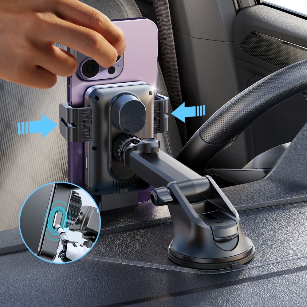 Adaptrid Joyroom Joyroom JR-ZS219 electric dashboard mount with 15W inductive charger - black