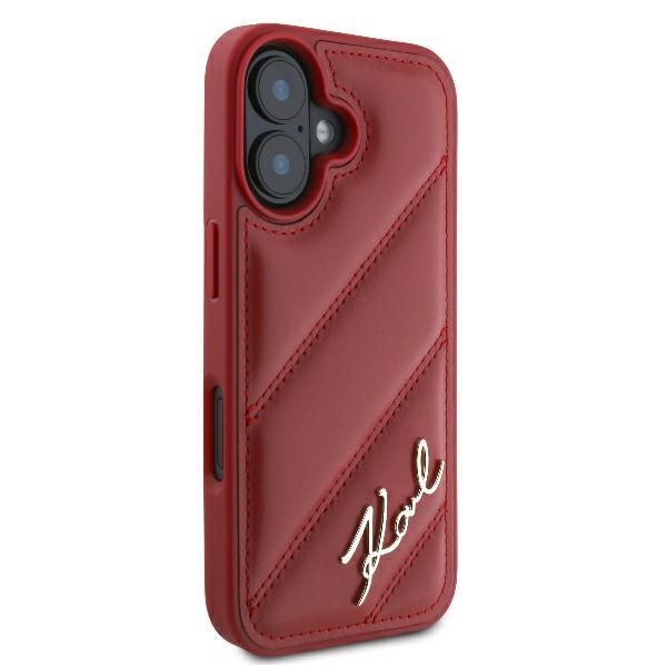 Cits mobilo telefonu aksesuārs Karl Lagerfeld Karl Lagerfeld Diagonal Quilted Script iPhone 16 Case - Red