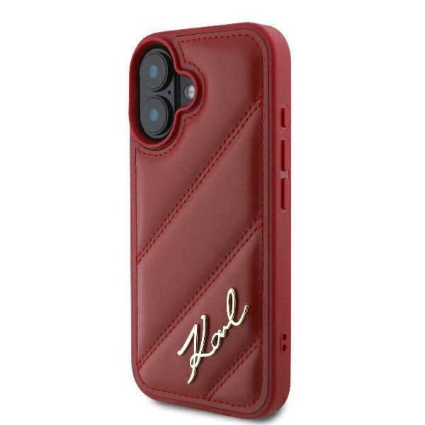 Cits mobilo telefonu aksesuārs Karl Lagerfeld Karl Lagerfeld Diagonal Quilted Script iPhone 16 Case - Red