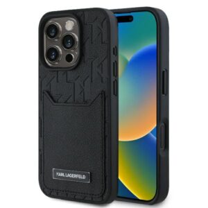 Kitas telefono priedas Karl Lagerfeld  Karl Lagerfeld Cardslots Monogram iPhone 16 Pro Max Case - Black 