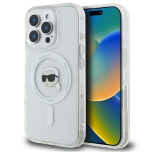 Kitas telefono priedas Karl Lagerfeld  Karl Lagerfeld IML Metal Karl Head MagSafe Case for iPhone 16 Pro - White 