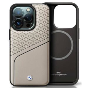 Kitas telefono priedas BMW  BMW Sign Leather Textured and Line MagSafe iPhone 16 Pro Case - Gray 