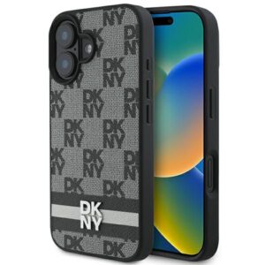 Kitas telefono priedas DKNY  DKNY Checkered Pattern & Printed Stripes iPhone 16 Case - Black 