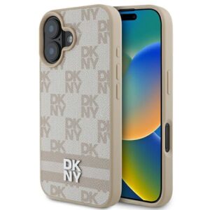 Kitas telefono priedas DKNY  DKNY Checkered Pattern & Printed Stripes iPhone 16 Case - Pink 