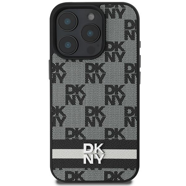 Cits mobilo telefonu aksesuārs DKNY DKNY Checkered Pattern & Printed Stripes Case for iPhone 16 Pro Max - Black