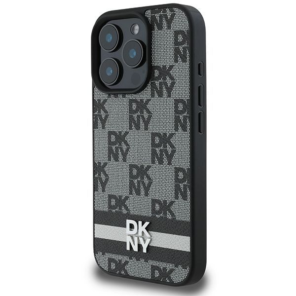 Cits mobilo telefonu aksesuārs DKNY DKNY Checkered Pattern & Printed Stripes Case for iPhone 16 Pro Max - Black