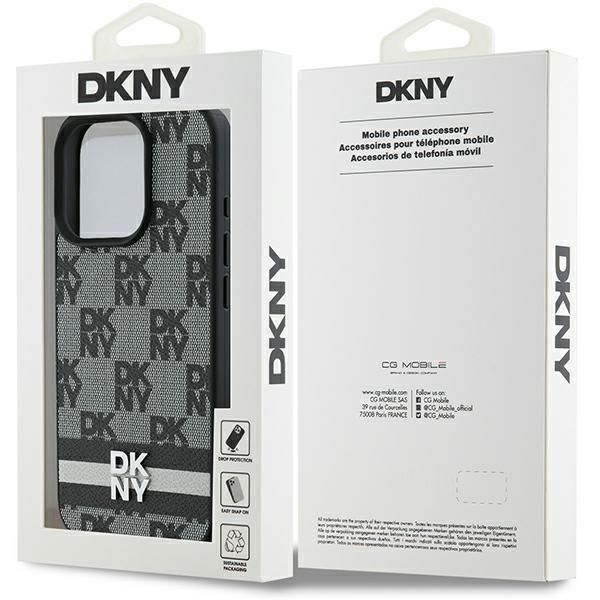 Cits mobilo telefonu aksesuārs DKNY DKNY Checkered Pattern & Printed Stripes Case for iPhone 16 Pro Max - Black