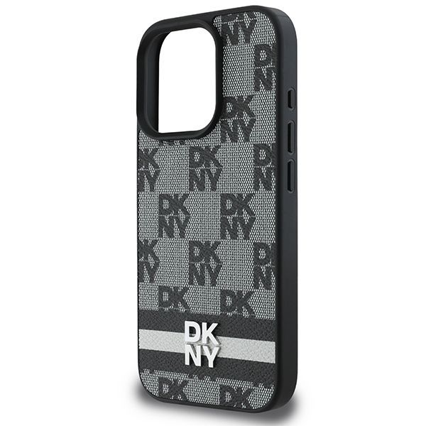 Cits mobilo telefonu aksesuārs DKNY DKNY Checkered Pattern & Printed Stripes Case for iPhone 16 Pro Max - Black