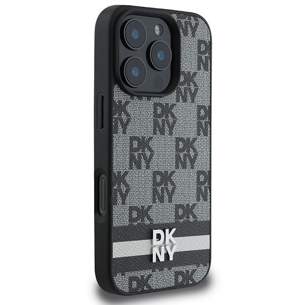 Cits mobilo telefonu aksesuārs DKNY DKNY Checkered Pattern & Printed Stripes Case for iPhone 16 Pro Max - Black