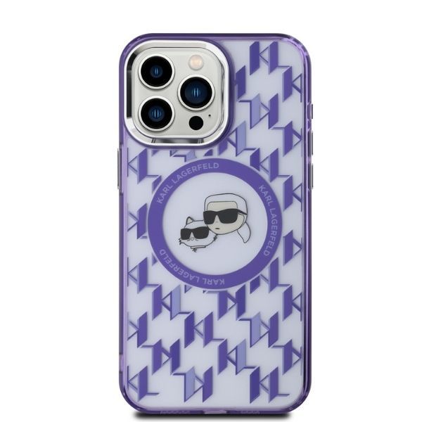 Muu telefoni lisavarustus Karl Lagerfeld Karl Lagerfeld IML Monogram Karl & Choupette Head MagSafe iPhone 15 Pro Case - Purple