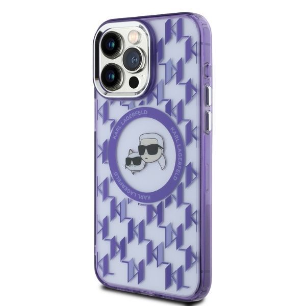 Muu telefoni lisavarustus Karl Lagerfeld Karl Lagerfeld IML Monogram Karl & Choupette Head MagSafe iPhone 15 Pro Case - Purple