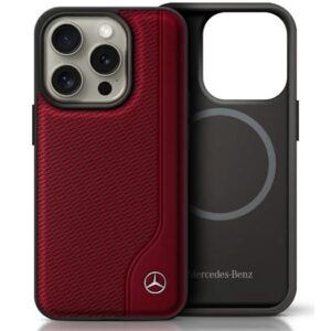 Other Phone Accessory Mercedes-Benz  Mercedes MB Wood Imitation Leather MagSafe iPhone 16 Pro Case - Red 
