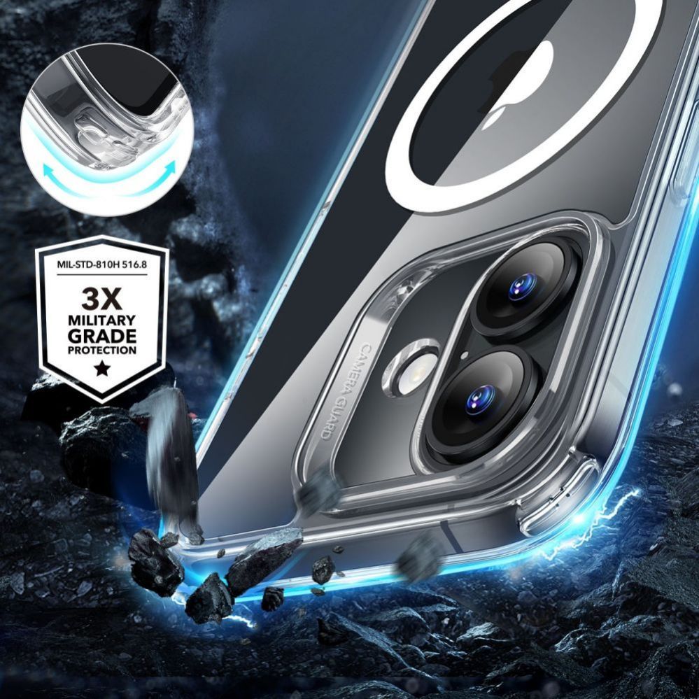 Muu telefoni lisavarustus ESR ESR Classic Hybrid Halolock MagSafe Case + Tempered Glass for iPhone 16 - Clear