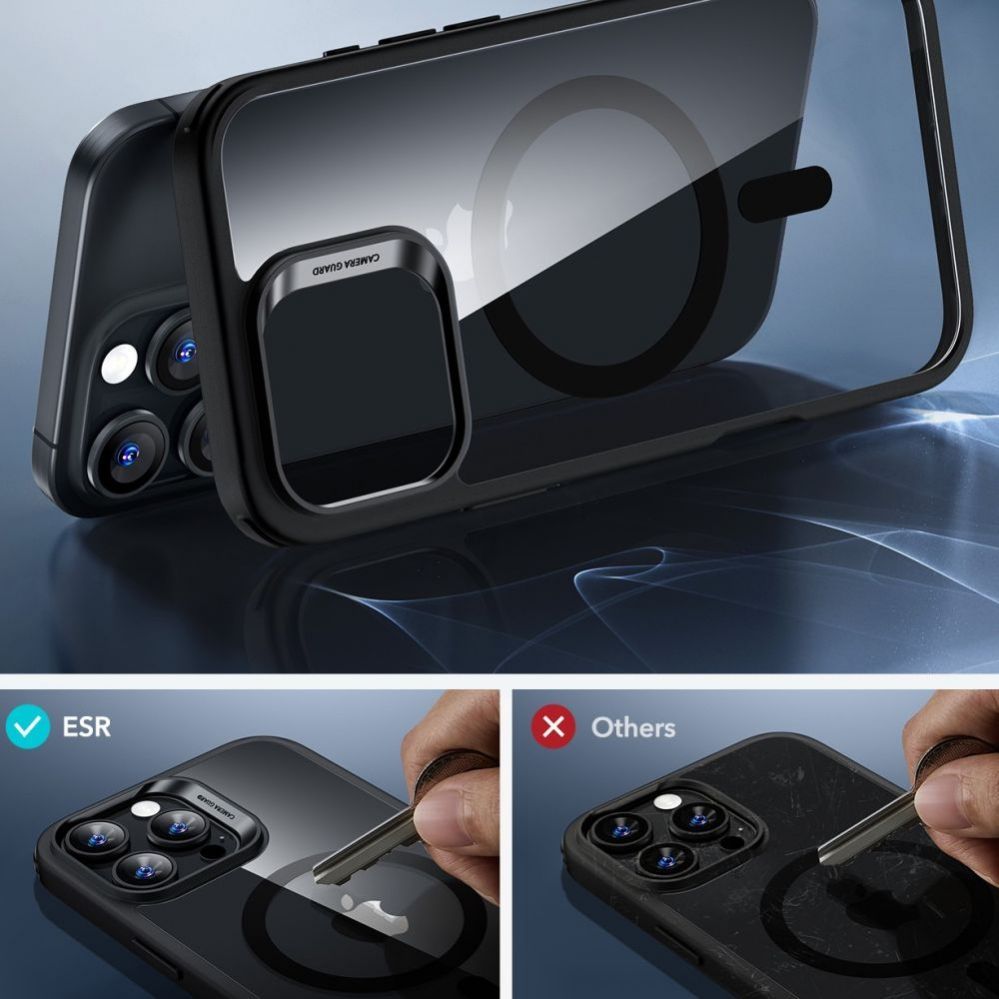 Other Phone Accessory ESR ESR Classic Hybrid Halolock MagSafe Case + Tempered Glass for iPhone 16 Pro - Clear with Black Frame