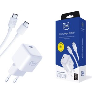 Other Phone Accessory 3MK  3mk Hyper Charger PD GaN 25W Wall Charger with USB-C Cable - White 