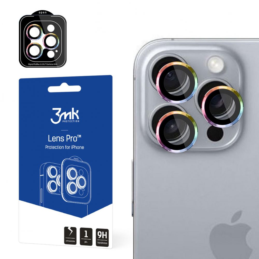 Other Phone Accessory 3MK 3mk Lens Protection Pro Camera Cover with Iridescent Frame for iPhone 16 Pro /16 Pro Max