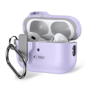 Cits mobilo telefonu aksesuārs Tech-Protect  Tech-Protect Slim Hook Case with Carabiner for Apple AirPods Pro 1 / 2 - Purple 